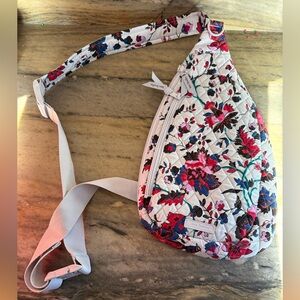 Vera Bradley White and Pink Floral Quilted Sling